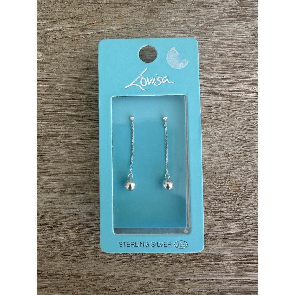 LOVISA ITALY 925 Sterling Silver Pierced Ball chain Earrings NIB